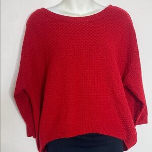 Soho Red Crew Neck Sweater with Geometric Knit